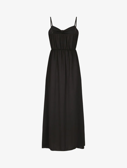 Robe longue à boutons stylisés - Noir - 2