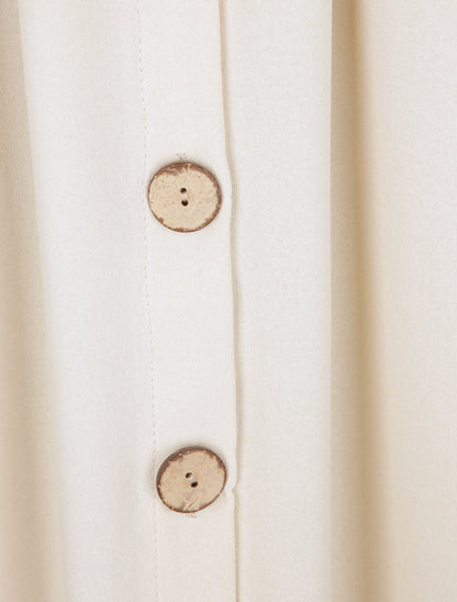 Robe longue à boutons stylisés - Beige - 3