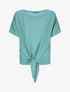 Top oversize uni à épaules ajourées - Bleu lagon - 1
