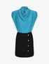 Robe droite à encolure bénitier - Bleu canard - 4