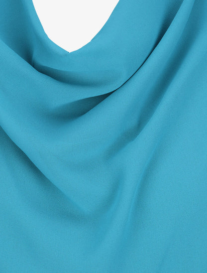 Robe droite à encolure bénitier - Bleu canard - 3