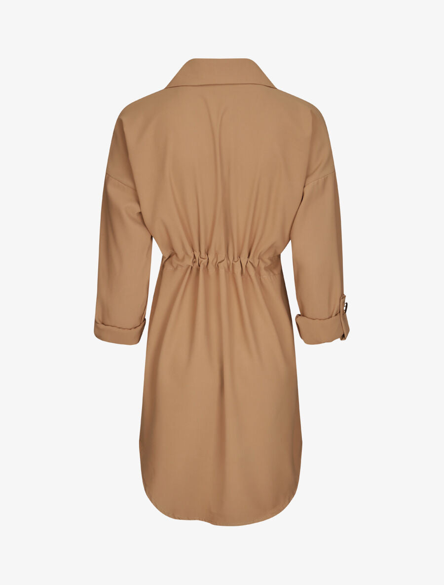 Robe chemise à boutons stylisés - Camel - 2