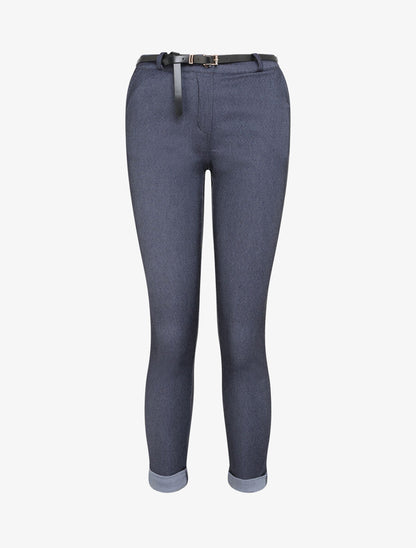 Pantalon 7/8 effet jeans à revers - Bleu jeans - 4