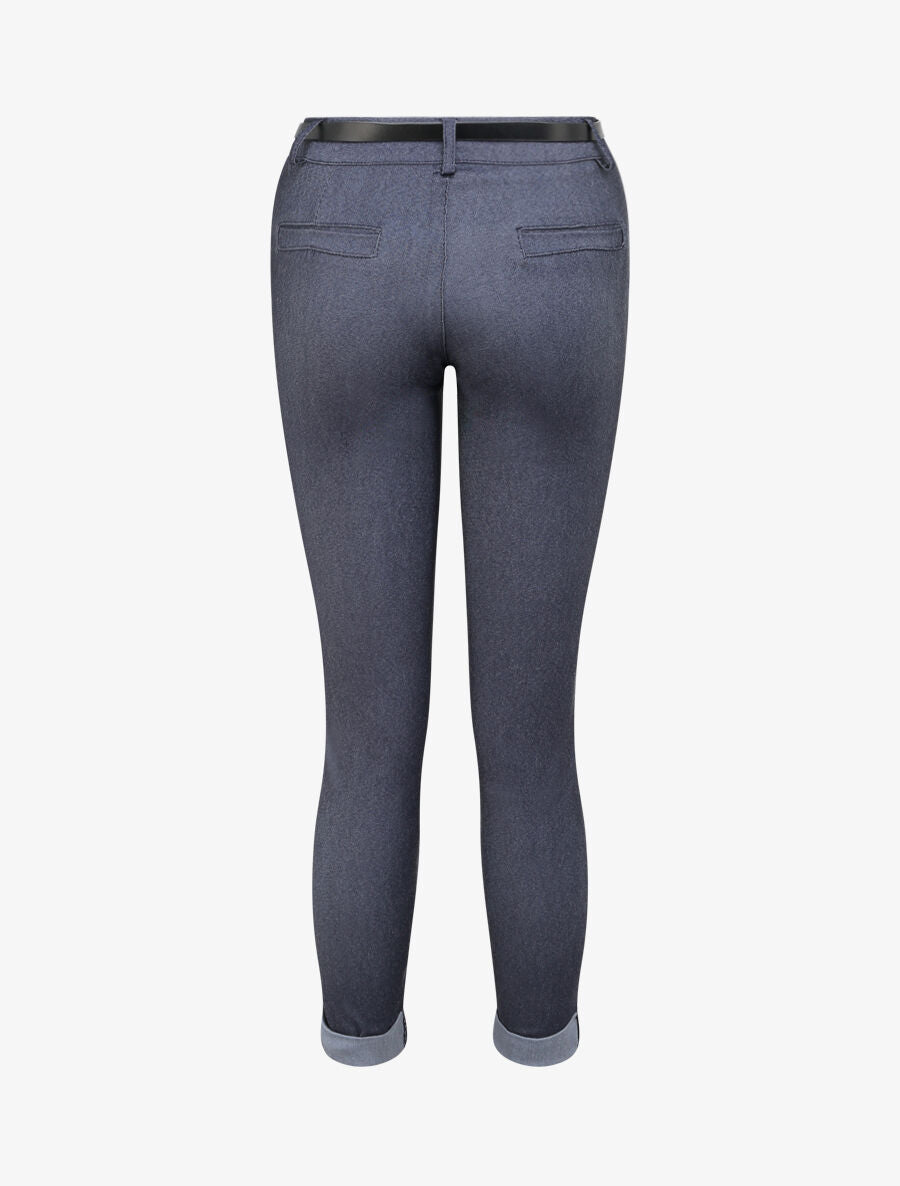 Pantalon 7/8 effet jeans à revers - Bleu jeans - 2