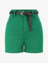 Short évasé uni à taille haute - Vert - 1