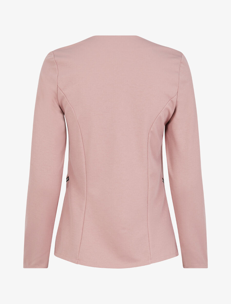 Veste à col biseauté et poches zippées - Rose poudré - 2