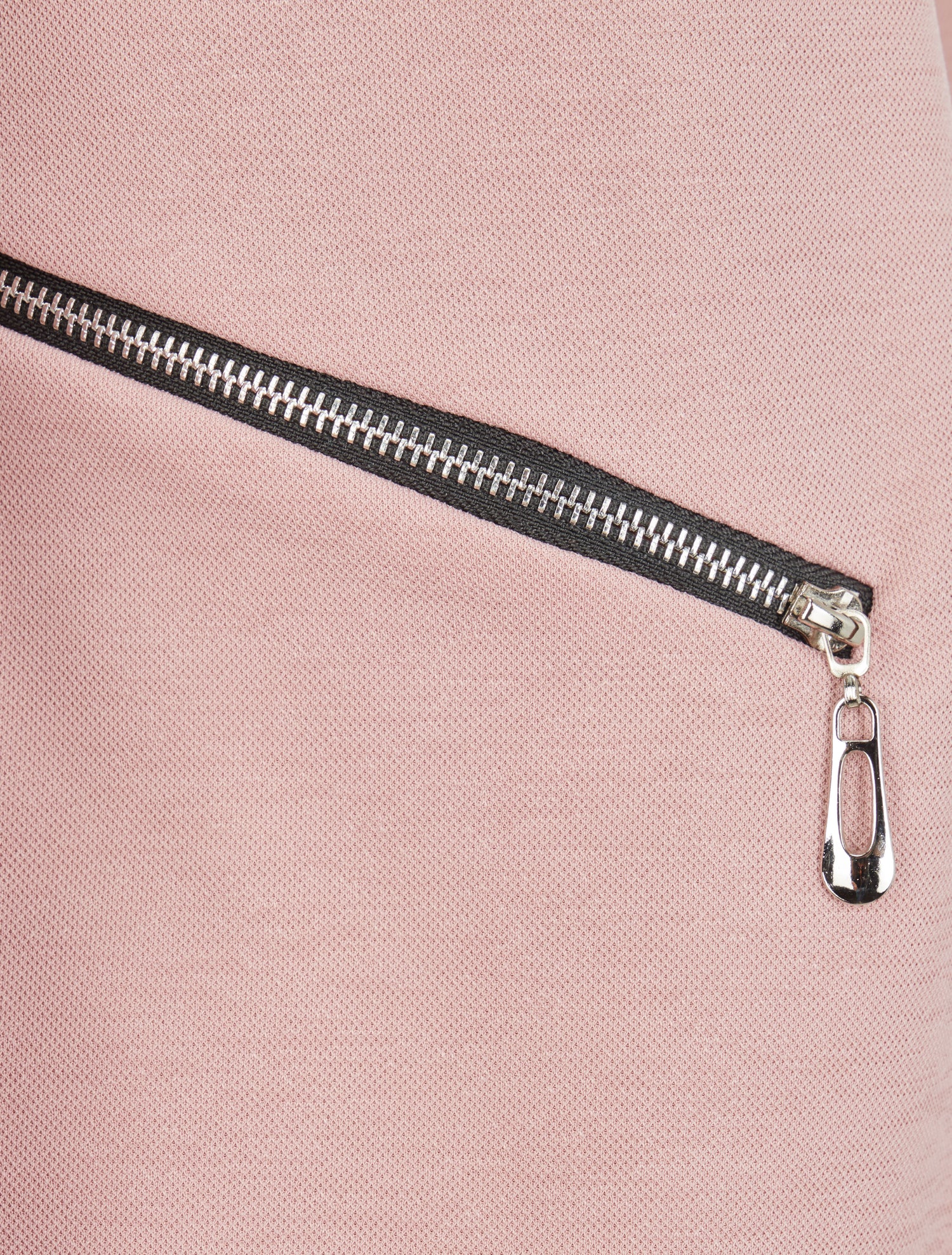 Veste à col biseauté et poches zippées - Rose poudré - 3
