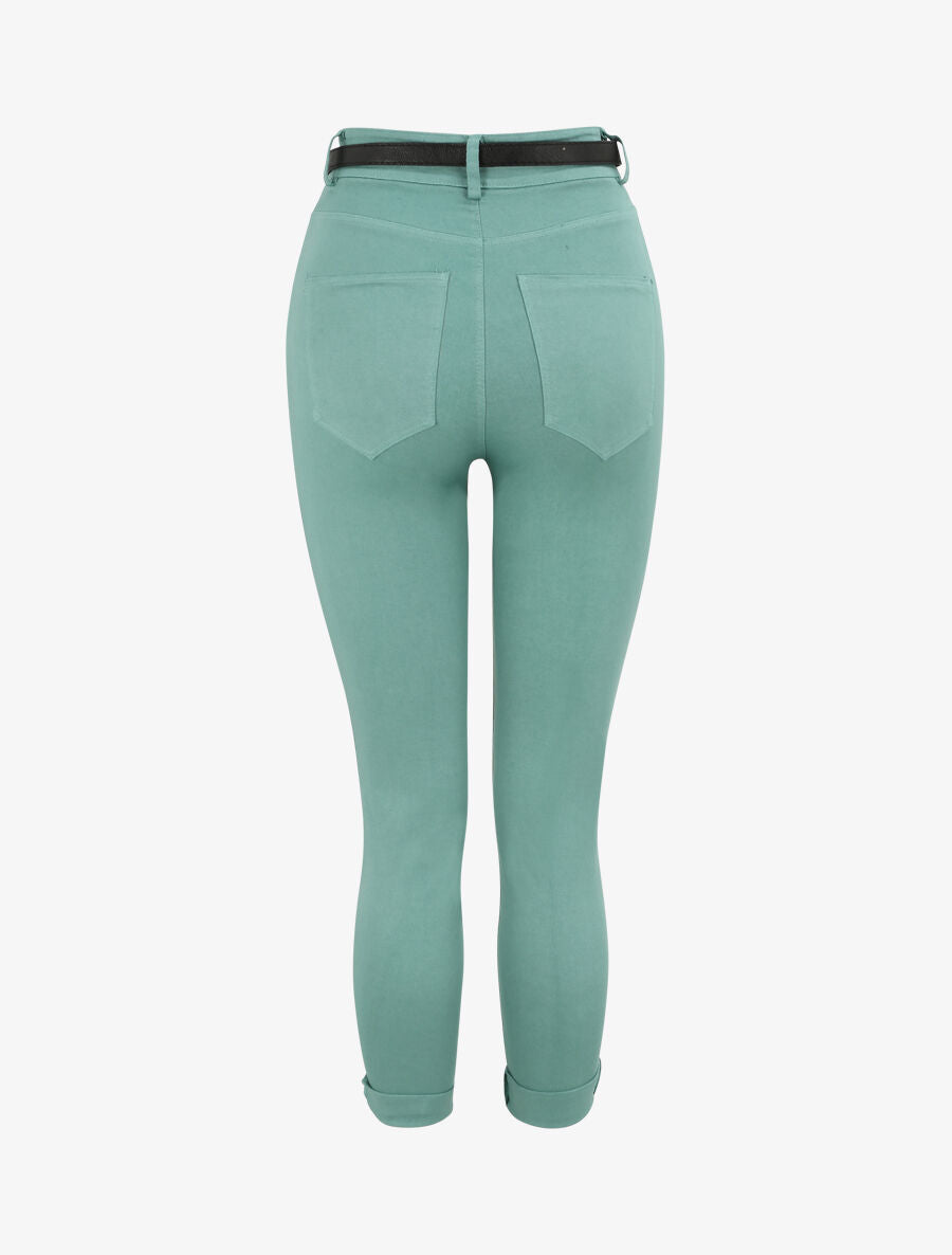 Pantalon uni à revers - Vert d&