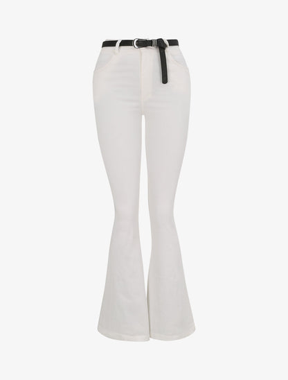 Jean flare uni - Blanc - 1