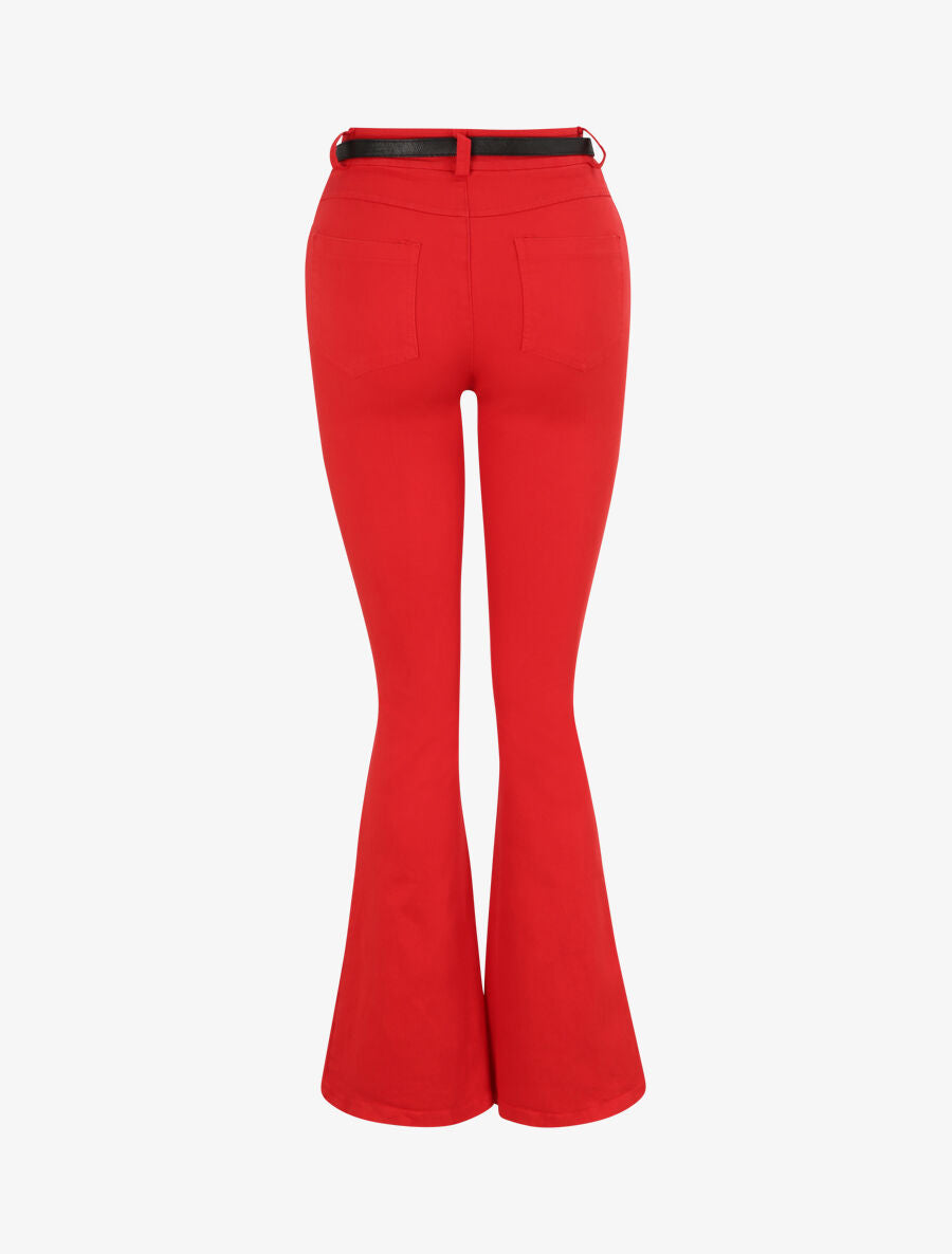 Jean flare uni - Rouge - 2