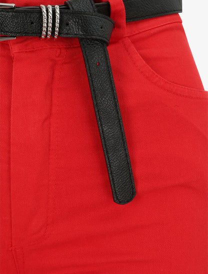 Jean flare uni - Rouge - 3