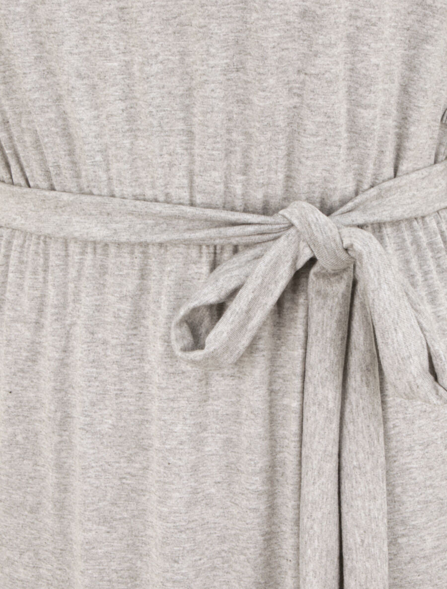 Robe mi-longue cintrée style portefeuille - Gris chiné - 3