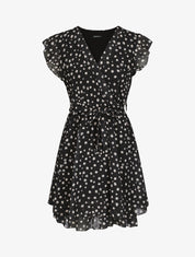 Robe en voile à imprimé moucheté - Noir - 1