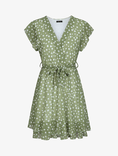 Robe en voile à imprimé moucheté - Vert - 5