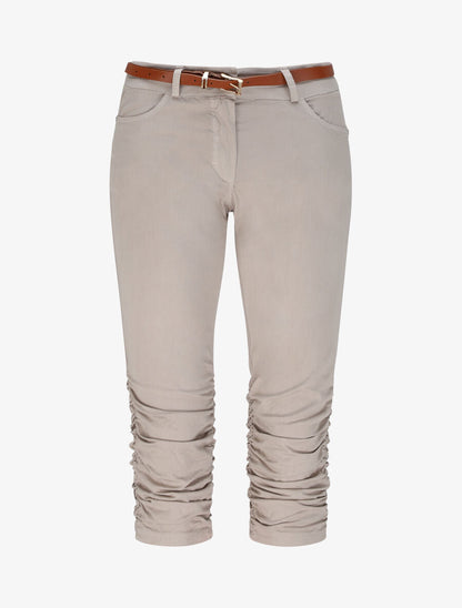 Pantacourt uni à bas élastiqués - Beige - 3