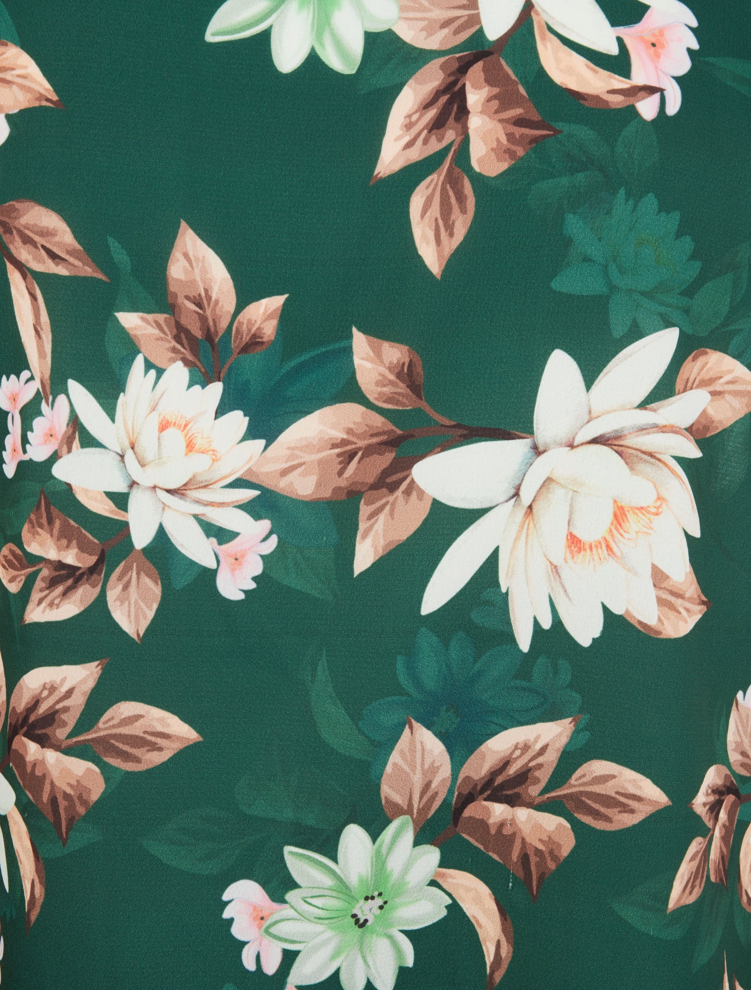 Top satiné imprimé fleurs de lotus à détail dentelle - Vert émeraude - 3
