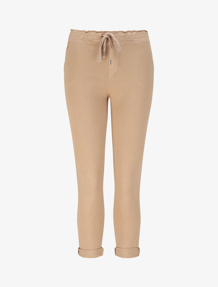 Pantalon droit taille haute froncée - Camel - 4