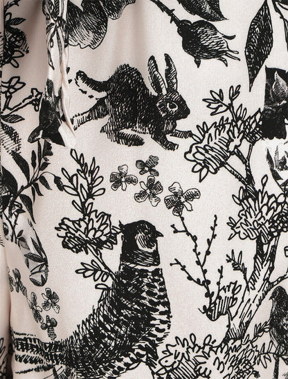 Short imprimé fleuri et animal à revers - Noir - 3