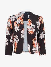 Veste courte à imprimé fleurs de lys - Noir - 1