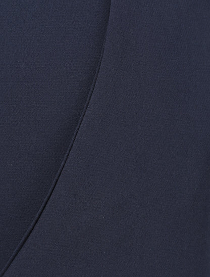 Pantalon uni à revers - Marine - 3