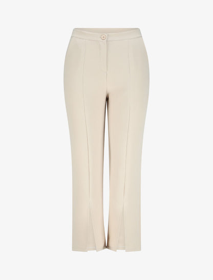 Pantalon fendu coupe droite - Beige - 1