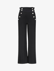Pantalon droit à boutons et taille stylisés - Noir - 1