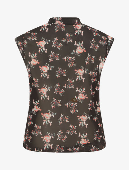 Top sans manches imprimé rosier - Noir - 2