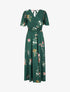 Robe longue imprimé fleurs de printemps à manches papillon - Vert émeraude - 1