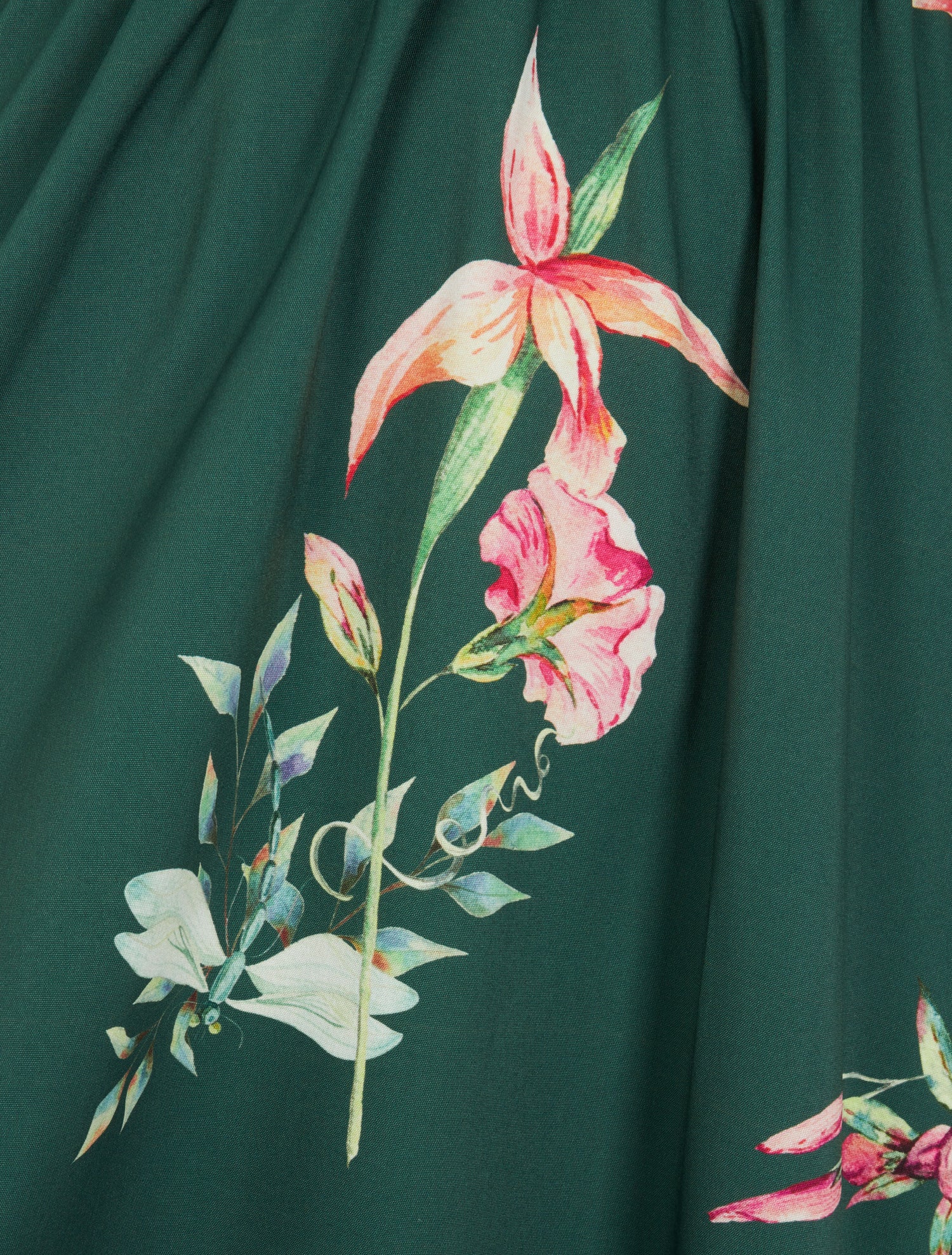 Robe longue imprimé fleurs de printemps à manches papillon - Vert émeraude - 3