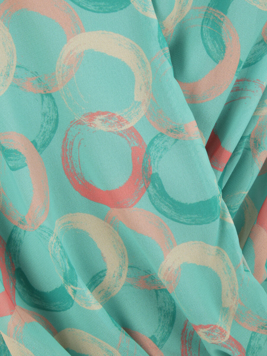 Top en voile sans manches imprimé cercles stylisés - Vert menthe - 3