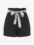 Short taille haute à ceinture imprimé fleurs tropicales - Noir - 4