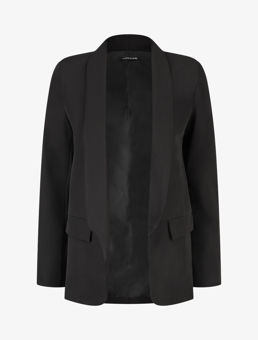 Blazer long à col châle - Noir - 1
