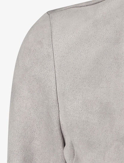 Veste ouverte effet daim - Gris clair - 3