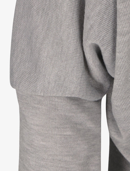 Pull ample à motif plumes irisées - Gris - 3
