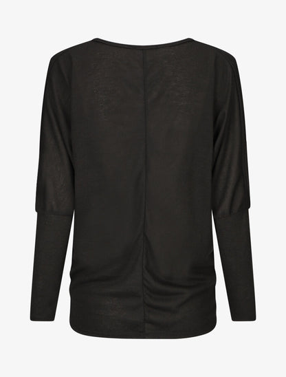 Pull ample à motif plumes irisées - Noir - 2