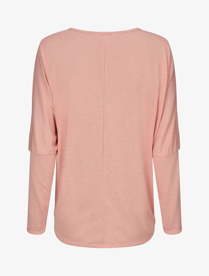 Pull ample à motif plumes irisées - Rose - 2
