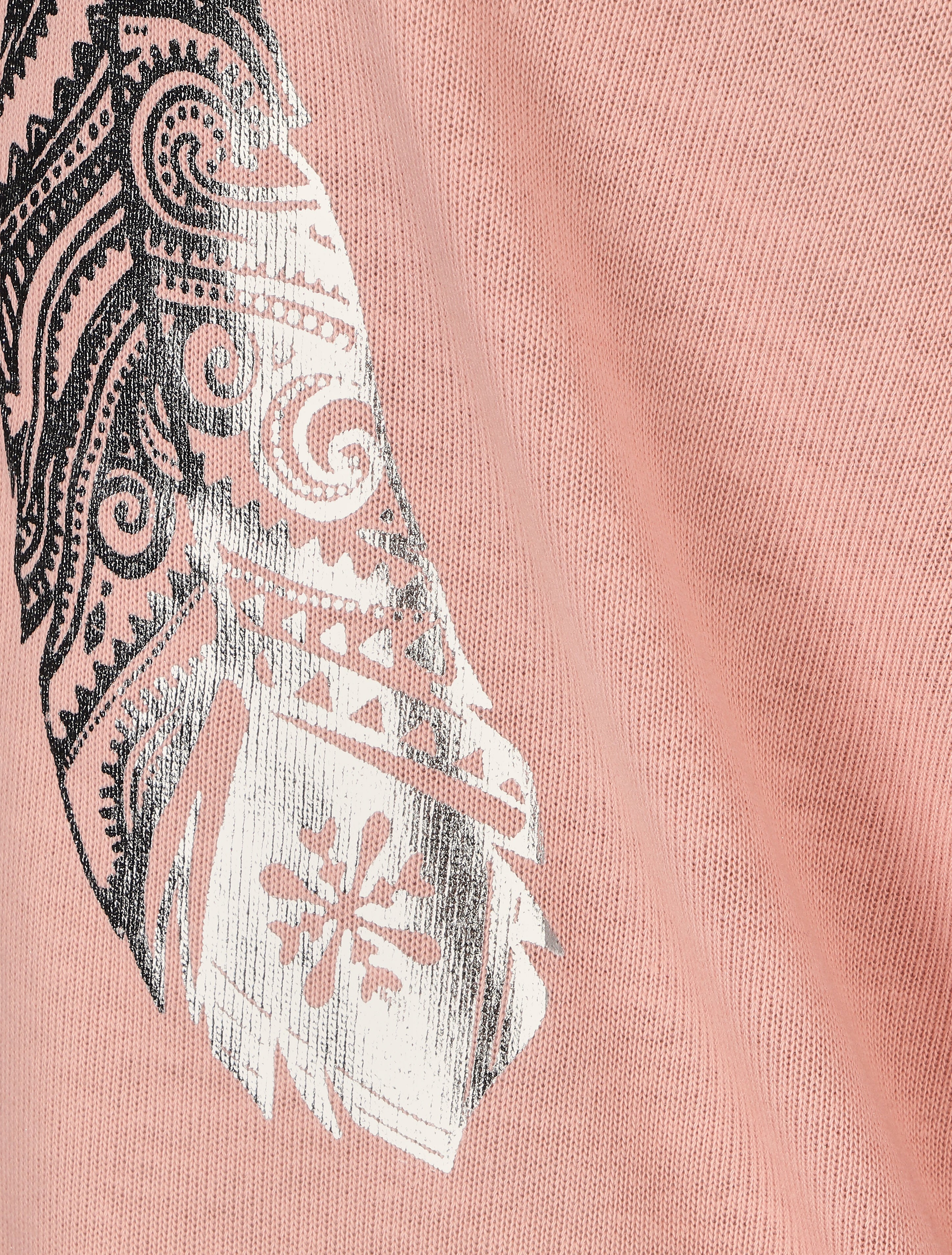 Pull ample à motif plumes irisées - Rose - 3