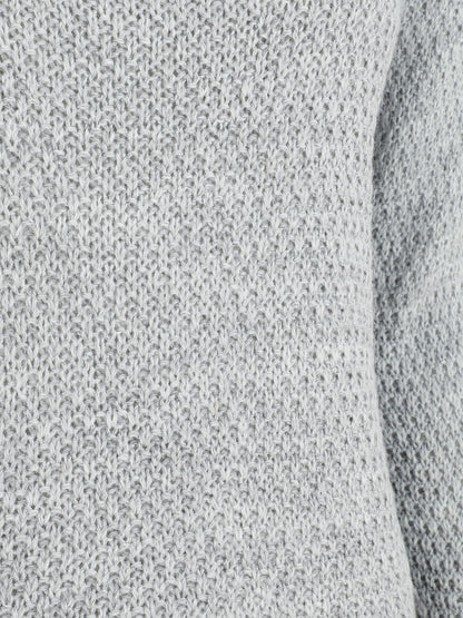 Pull droit à col rond - Gris clair - 3