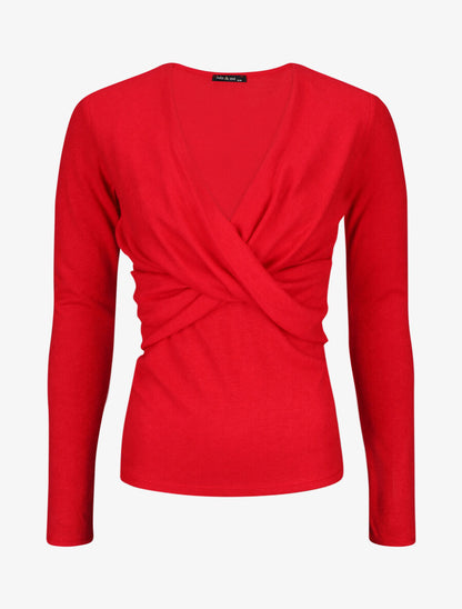 Pull droit cache-coeur - Rouge - 1