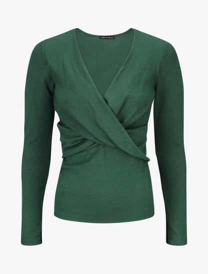 Pull droit cache-coeur - Vert sapin - 1