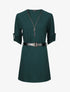 Robe droite avec ceinture stylisée - Vert sapin - 1