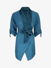 Gilet jeté en suédine - Bleu - 5