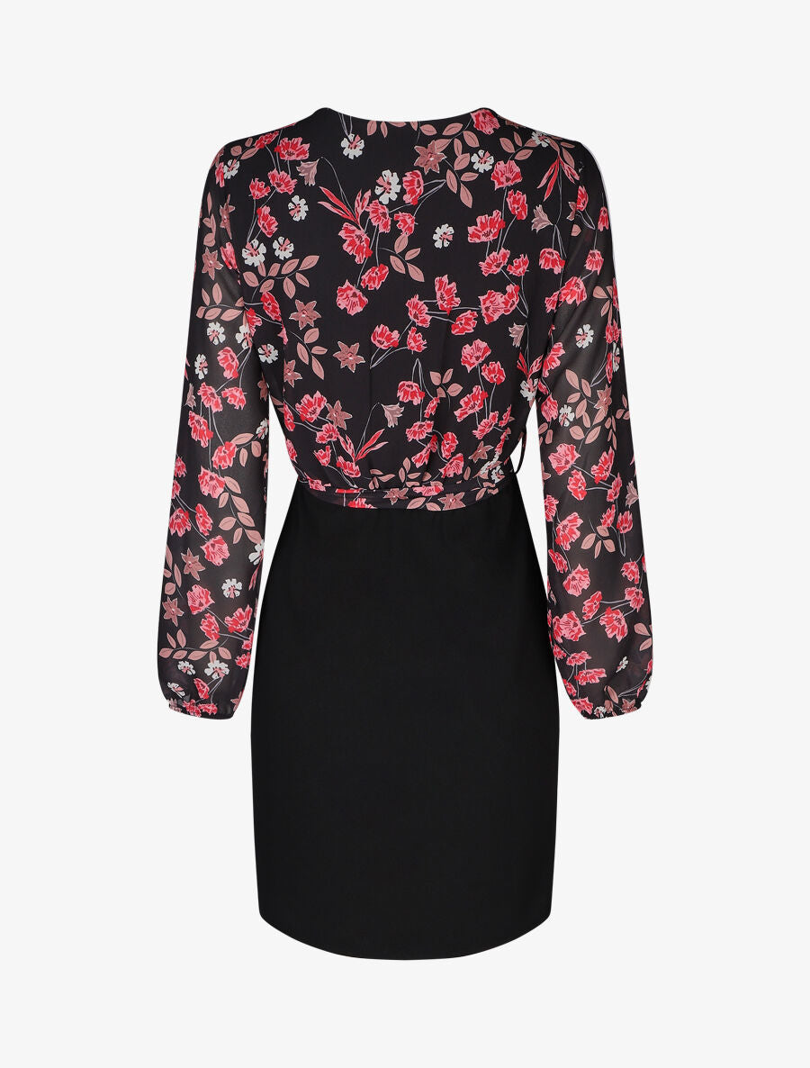 Robe fourreau à buste imprimé petites fleurs - Noir - 2