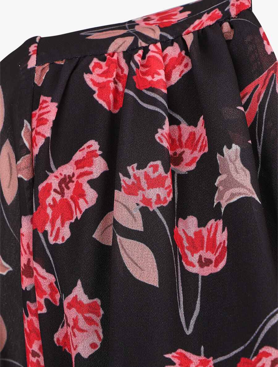 Robe fourreau à buste imprimé petites fleurs - Noir - 3