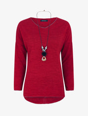 Pull droit à liseré irisé - Rouge - 1