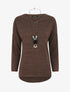 Pull droit à liseré irisé - Marron - 1