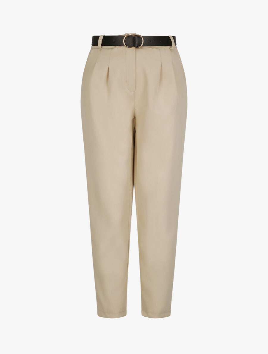 Pantalon dad uni taille standard - Beige - 4