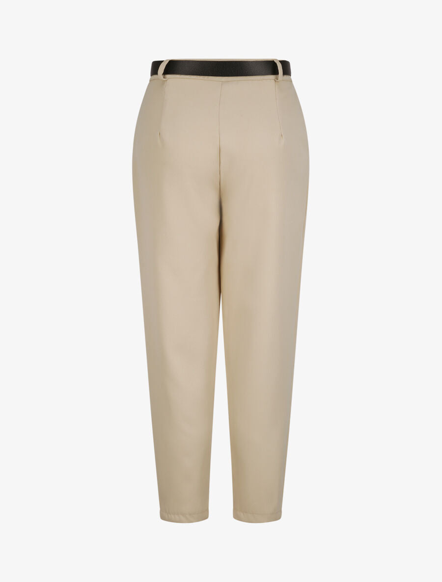 Pantalon dad uni taille standard - Beige - 2