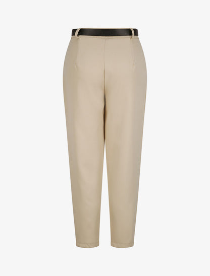Pantalon dad uni taille standard - Beige - 2