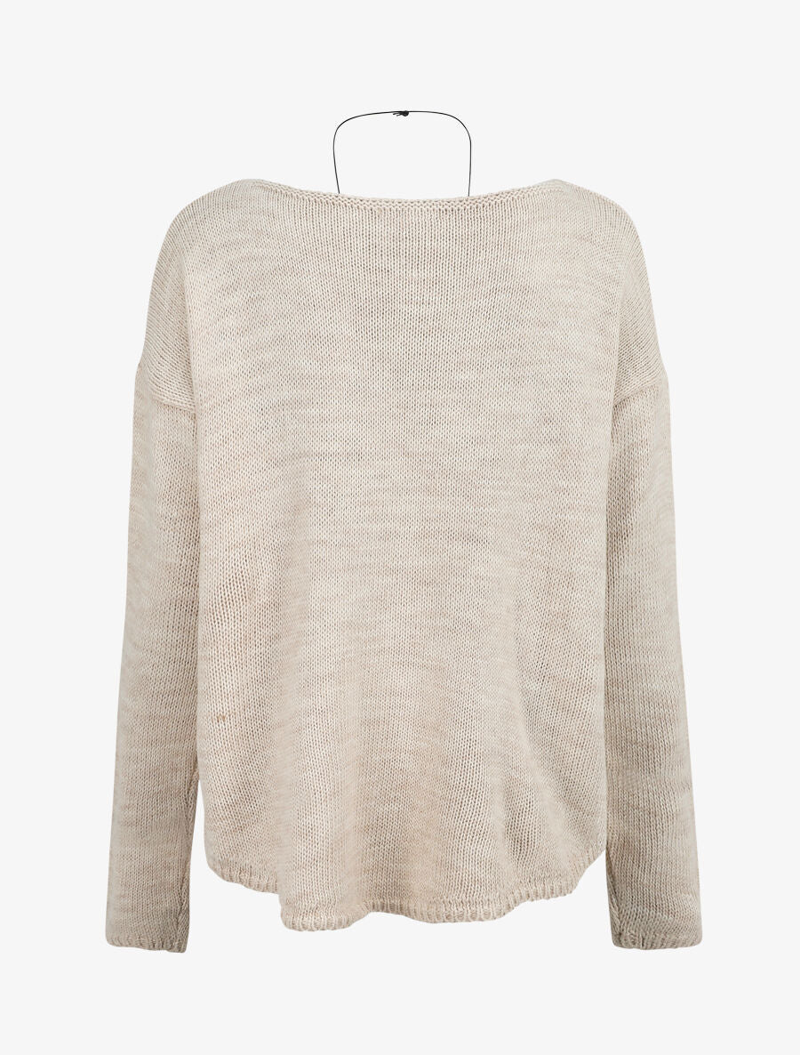 Pull uni col bateau - Beige - 2